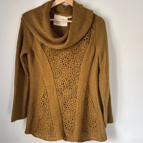 Angel Of The North Cowl Neck Sweater in Mustard Anthropologie - Picture 1 of 8